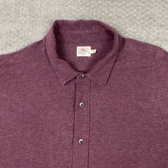 Faherty Stretch Knit Shirt Men's XXL Burgundy Melange Button Up Down MKF2017 - Picture 2 of 10